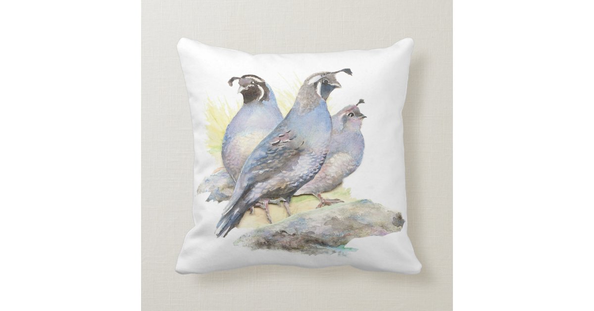 Original Watercolor California Quail Bird Throw Pillow Zazzle