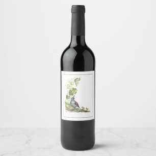 Original Watercolor California Quail Family Grapes Wine Label