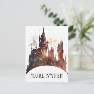 Original Watercolor Castle Artwork Birthday Invitation Postcard