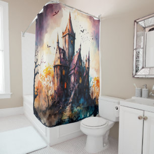 Original Watercolor Castle Artwork Shower Curtain