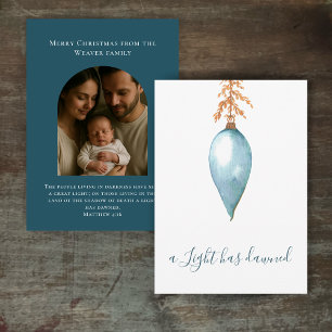 Original Watercolor Christian Christmas Photo Holiday Card