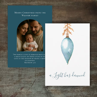 Original Watercolor Christian Christmas Photo Holiday Card