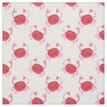 original watercolor cute red crabs beach design fabric