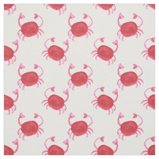 original watercolor cute red crabs beach design fabric