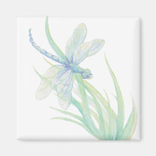Original Watercolor Dragonfly in Blue and Green Magnet