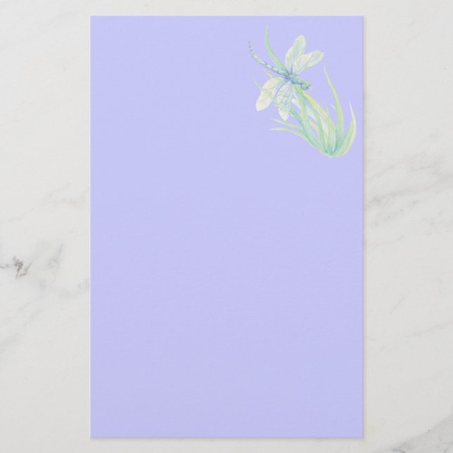Original Watercolor Dragonfly in Blue and Green Stationery (Front)