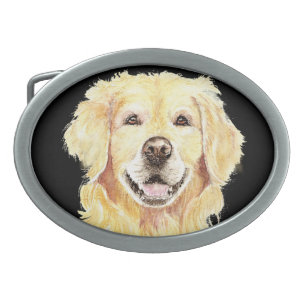 Original Watercolor Golden Retriever, Dog Pet Belt Buckle