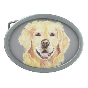 Original Watercolor Golden Retriever, Dog Pet Belt Buckle