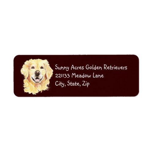 Original Watercolor Golden Retriever Dog Pet Label