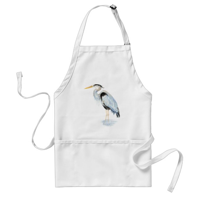 Original watercolor Great Blue Heron Bird Adult Apron (Front)