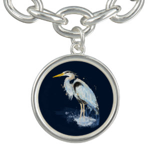 Original watercolor Great Blue Heron Bird Bracelet