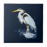 Original Watercolor Great Blue Heron Bird Ceramic Tile at Zazzle