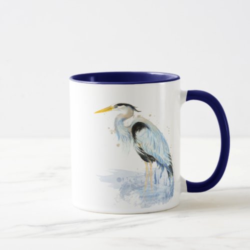 Original watercolor Great Blue Heron Bird Mug