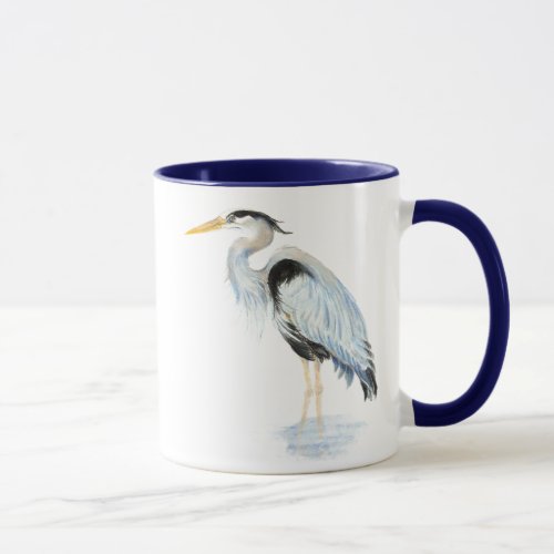 Original watercolor Great Blue Heron Bird Mug