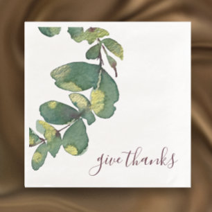 Original Watercolor Greenery Custom Thanksgiving Paper Dinner Napkins