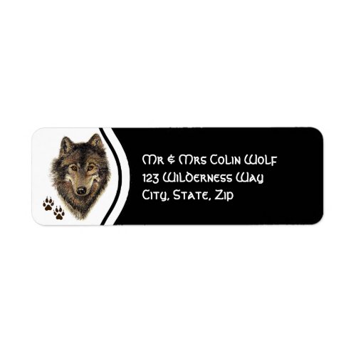 Original Watercolor Grey Gray Wolf Animal Label