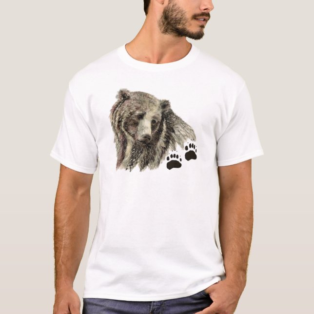 Original Watercolor Grizzly Bear Animal Nature T-Shirt (Front)