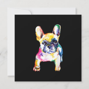 Original Watercolor Hand French Bulldog Gift Holiday Card