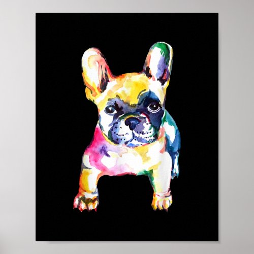 Original Watercolor Hand French Bulldog Gift Poster