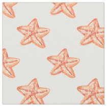 original watercolor orange starfish beach design fabric