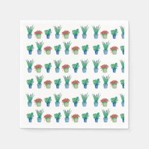 Original watercolor plant design pattern 1 napkins