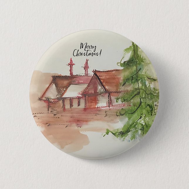 Original watercolor sketch  button (Front)