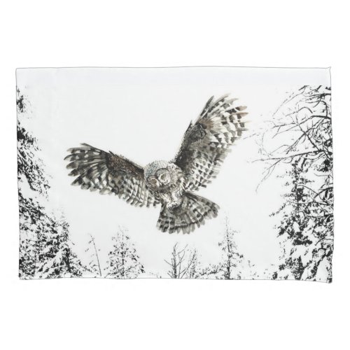 Original Watercolor Striking or Hunting Owl Bird Pillow Case