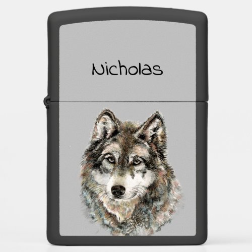 Original Watercolor Wolf Wolves Animal Custom Zippo Lighter
