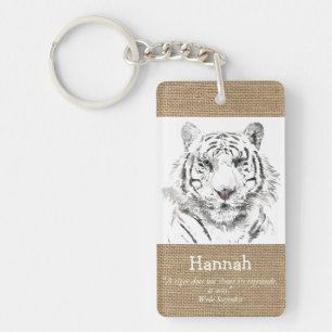 Original Watercolors Tiger Year Zodiac burlap Name Keychain