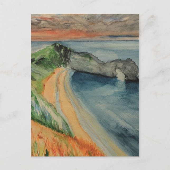 Original Watercolour Painting Durdle Door, Purbeck Postcard (Front)