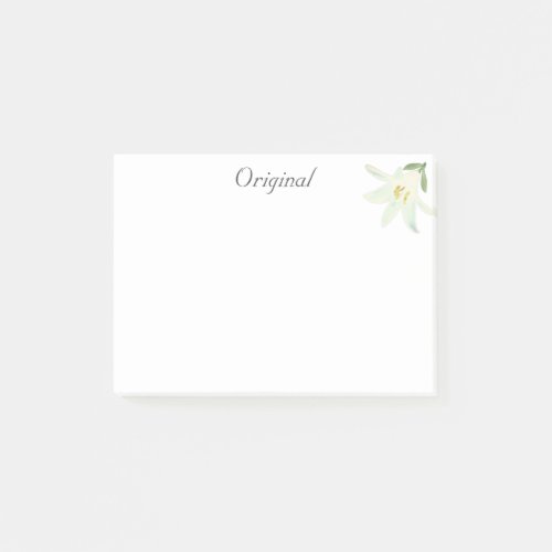 Original White Amaryllis Flower on White Post_it Notes