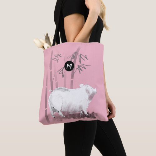 Original White Pig Bamboo Monogram Choose color B Tote Bag