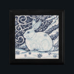 Original Winter Christmas Rabbit Blue & White Jewelry Box<br><div class="desc">My original,  copyrighted blue and white winter rabbit design is also great for Christmas,  on a variety of Zazzle products.</div>