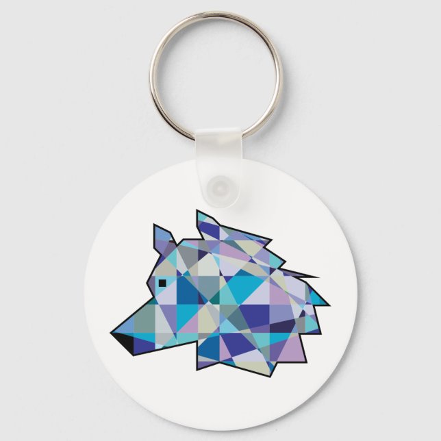 Original Wolf Head graphic art | Profile Wolf face Keychain (Front)
