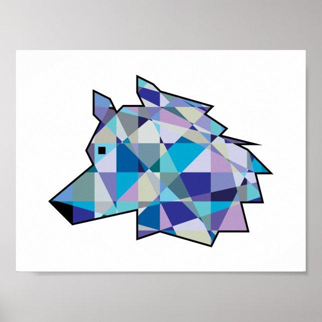 Original Wolf Head graphic art | Profile Wolf face Poster (Front)