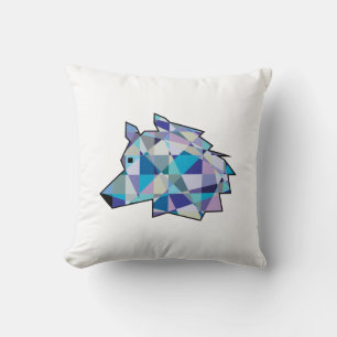 Original Wolf Head graphic art Profile Wolf face Throw Pillow