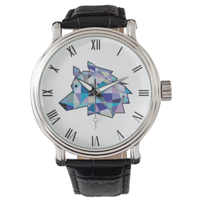 Original Wolf Head graphic art | Profile Wolf face Watch (Front)