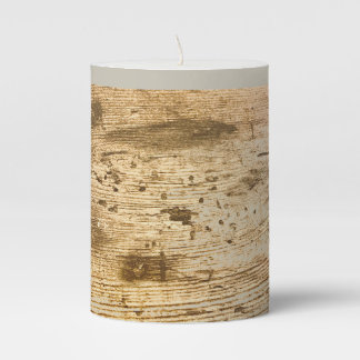 Original Wood Grain Pillar Candle