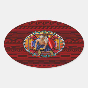 Original Yaqui Nation Deer Dancer Oval Sticker