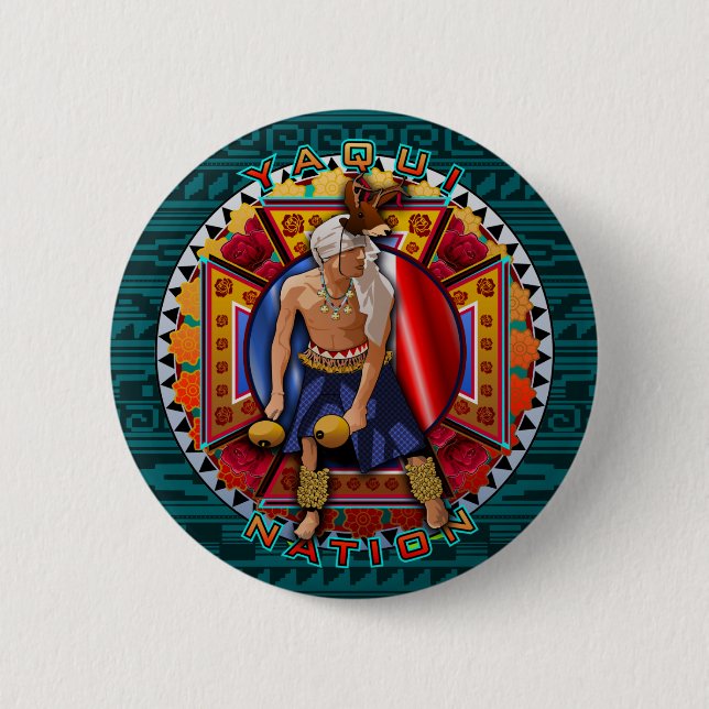 Original Yaqui Nation Deer Dancer Pinback Button (Front)