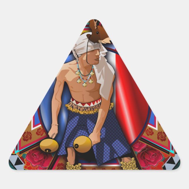 Original Yaqui Nation Deer Dancer Triangle Sticker (Front)