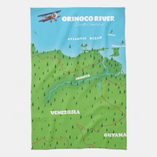 Orinoco River South American Map Kitchen Towel