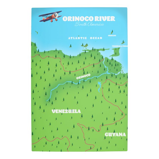 Orinoco River South American Map Metal Print (Front)