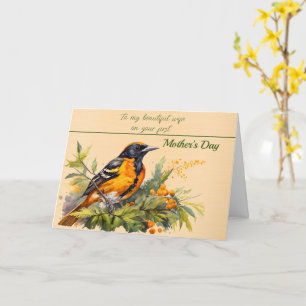 Oriole Love From Husband to Wife on Mother's Day Card