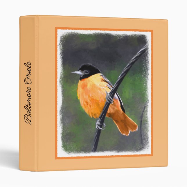 Oriole Painting - Original Bird Art 3 Ring Binder (Front/Spine)