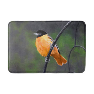 Oriole Painting - Original Bird Art Bathroom Mat