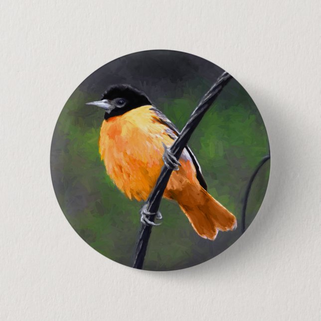Oriole Painting - Original Bird Art Button (Front)