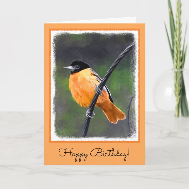 Oriole Painting - Original Bird Art Card (Front)