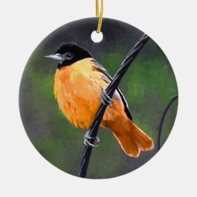 Oriole Painting - Original Bird Art Ceramic Ornament (Front)