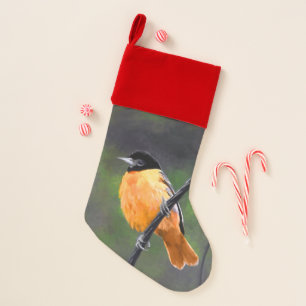 Oriole Painting - Original Bird Art Christmas Stocking